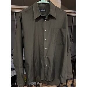 Kasper Mens Olive Green Microfiber Button Down Shirt Long Sleeve Size 15.5 34/35